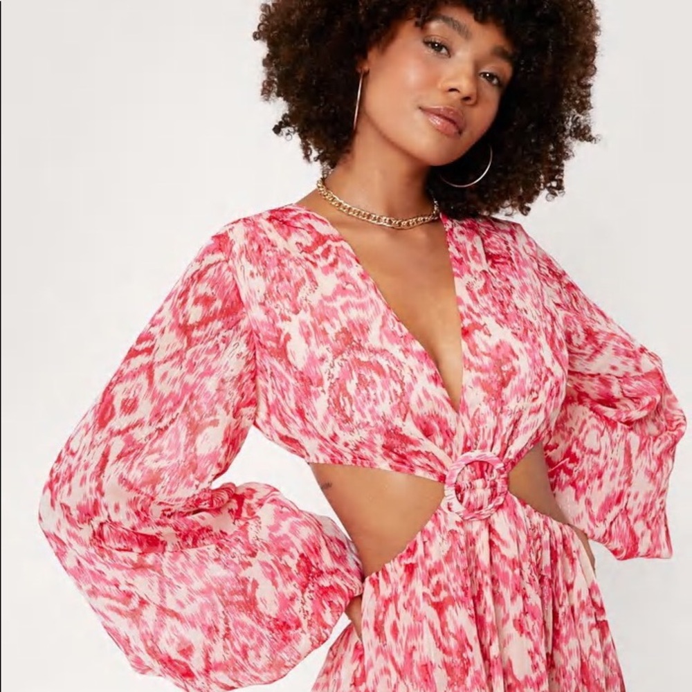 Pink Cut Out Maxi Dress